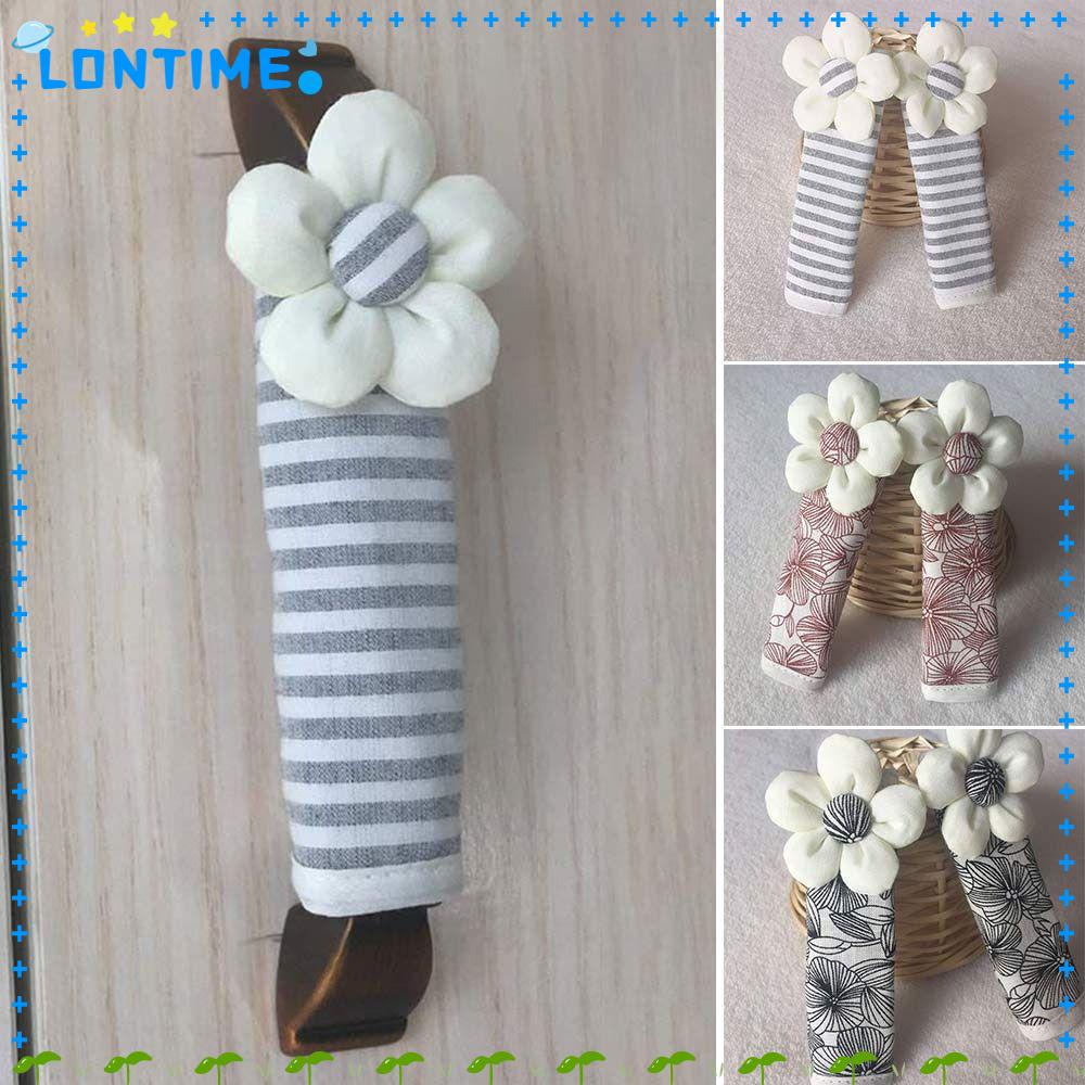 Lontime ผ้าคลุมมือจับตู้เย็น ลายดอกไม้ กันฝุ่น ล้างทําความสะอาดได้ หนานุ่ม กันลื่น ประตู ลูกบิด ฝาครอบตู้เย็น