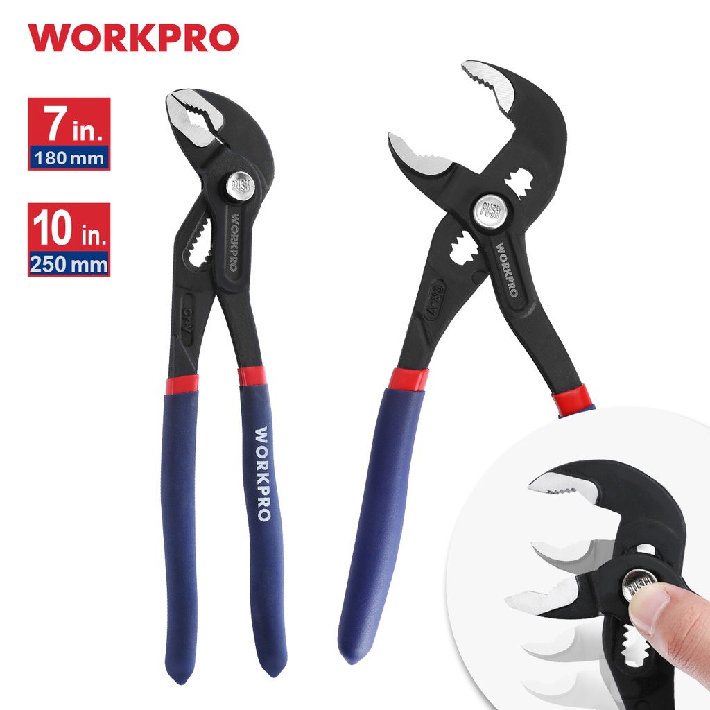 WORKPRO คีม คีมคอม้า คีมจับท่อ คีมคอม้าขยายปากได้ ประแจจับท่อ ประแจคอม้า ชุดประแจคอม้า ประแจเลื่อน ขนาด 7", 10"