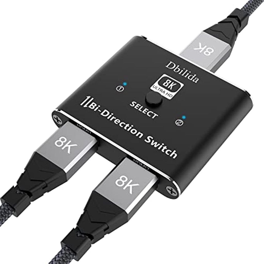 สวิตช์ HDMI 2.1 48Gbps เข้า 2 ออก 1 รองรับ 4K@120Hz 8K@60Hz สําหรับ PS5 PS4 Xbox Roku Apple TV Fire Stick