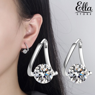 Ellastore123 ต่างหูระยิบระยับ ประดับพลอยเทียม สีทอง สีเงิน หรูหรา เหมาะกับของขวัญวันเกิด สําหรับผู้หญิง 1 คู่