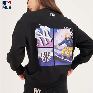 Mlb100% Yankees เสื้อกันหนาว แขนยาว พิมพ์ลาย สไตล์เกาหลี สําหรับผู้หญิง