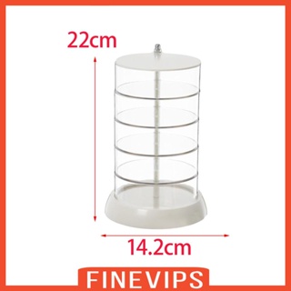 [Finevips] กล่องเครื่องประดับ กล่องออแกไนเซอร์ แบบใส หมุนได้ สําหรับจัดระเบียบเครื่องประดับ แหวน