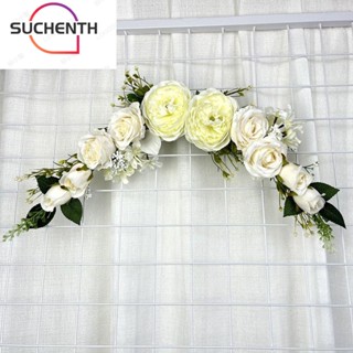 Suchenth ซุ้มดอกไม้ปลอม ผ้าไหมพลาสติก สีขาว สําหรับตกแต่งงานแต่งงาน