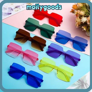 Moilyhd แว่นกันแดด ทรงสี่เหลี่ยม สีแคนดี้ ไร้ขอบ อุปกรณ์เสริม