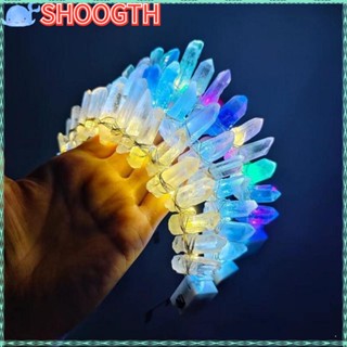 Shoogth มงกุฎคริสตัล Led รูปนางฟ้าออร่า สําหรับงานรื่นเริง