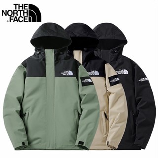 เสื้อแจ็กเก็ตบอมเบอร์ มีฮู้ด ปักลายโลโก้ The North Face 100% กันลม กันน้ํา เหมาะกับใส่กลางแจ้ง สําหรับผู้ชาย และผู้หญิง