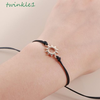 Twinkle1 สร้อยข้อมือคู่รัก ผู้ชาย แฟน โบฮีเมียน คู่รัก จี้ดวงจันทร์ ดวงอาทิตย์ สร้อยข้อมือทอมือ