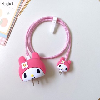 SANRIO [zhuju1] เคสป้องกันสายชาร์จ PVC ลายอนิเมะ Cinnamoroll Kuromi Melody น่ารัก สําหรับของขวัญคริสต์มาส