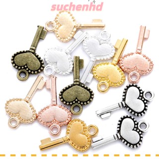 Suchenhd จี้กุญแจโลหะ รูปหัวใจ 6 สี แฮนด์เมด DIY สําหรับสร้อยคอ ต่างหู 300 ชิ้น