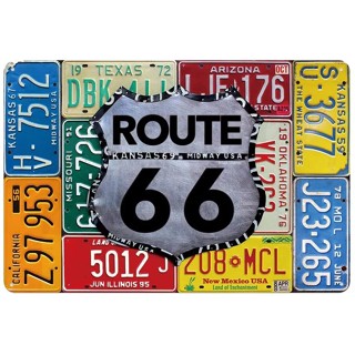 Route 66 ป้ายทะเบียนรถยนต์ USA โลหะดีบุก สไตล์วินเทจย้อนยุค 7.87 X 11.8 นิ้ว 66 สําหรับบาร์ คาเฟ่ คาเฟ่ การา