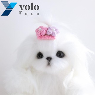 Yolo กิ๊บติดผม ผ้าวูลถัก รูปดอกไม้ สีสันสดใส สําหรับสัตว์เลี้ยง สุนัข แมว