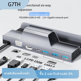 6 in 1 ฮับ USB 3.0HDMI2.0 อะลูมิเนียมอัลลอย สําหรับ Steam Deck Dock 4K@60Hz RJ45 Gigabit Ethernet PD100W