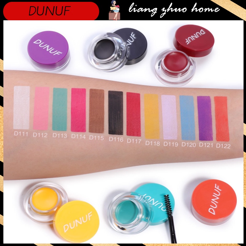 Dunuf เจลเขียนคิ้ว 12 สี หลากสี เพิ่มปอมเมด เครื่องสําอาง อายบราวน์ครีม พร้อมชุดแปรง สีแดง ม่วง เทา