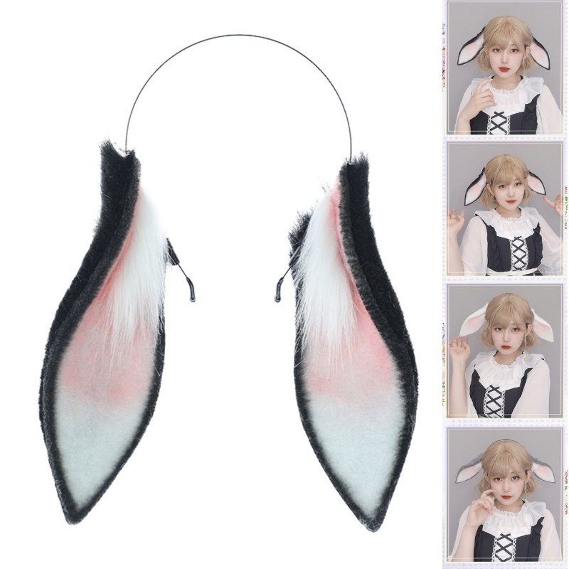 Flgo COSPLAY กระต่ายหูสัตว์หูแถบคาดศีรษะ Furry กระต่าย Carnivals Party Handmade Furry Party เครื่องแ