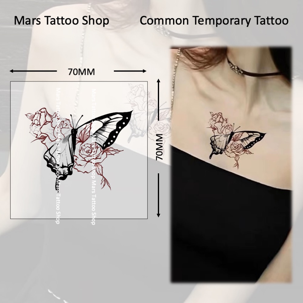 【Mars Tattoo】สติกเกอร์รอยสักชั่วคราว ลายผีเสื้อ ผีเสื้อ ติดทนนาน CX032