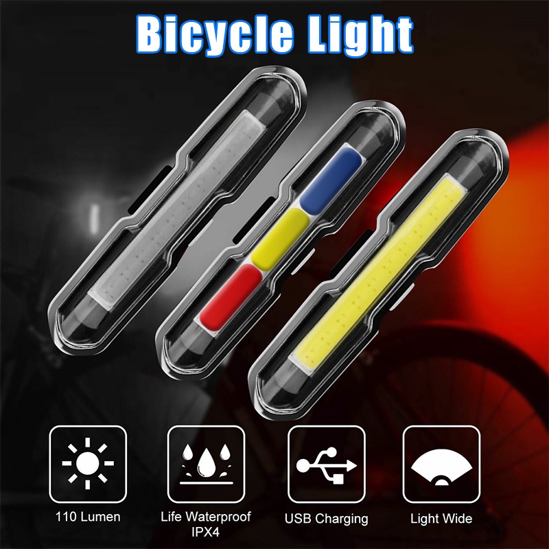 ไฟท้ายจักรยาน LED แบตเตอรี่ลิเธียม ชาร์จ USB อุปกรณ์เสริม