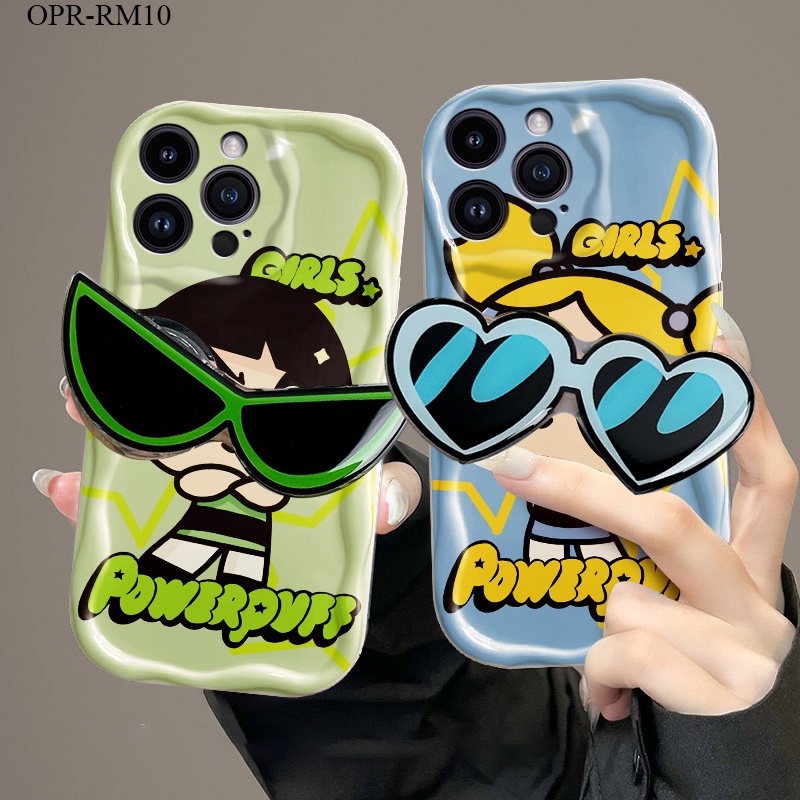 【ฟรี ที่วางโทรศัพท์】Realme 10 8 7 7i 6 6i 5 5i 5S 2 C17 Pro 5G เคสเรียวมี สำหรับ Case Shockproof Silicone การ์ตูน Girls Pattern Cream Texture Wavy Edge Soft Silicone เคสโทรศัพท์ Cover