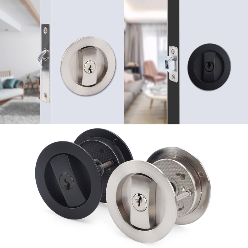 LA Round Pocket Door Lock Privacy Bed Bath Latches Flush ก้านล็อคขนาดใหญ่