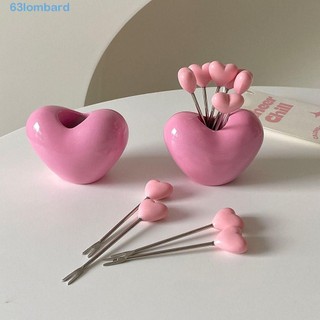 Conjunto De Garfo De Frutas LOMBARD Love , Bolo De Sobremesa Rosa Vermelho De Aço Inoxidável , Jarra De Armazenamento De