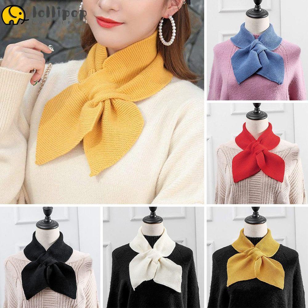 Lollipo1 ผ้าพันคอถัก คอเต่า กันลม ถอดออกได้ ให้ความอบอุ่น แฟชั่นฤดูหนาว สําหรับผู้หญิง