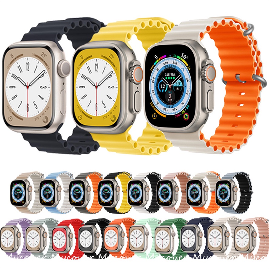 สายนาฬิกาข้อมือซิลิโคน สีตัดกัน สําหรับ Apple Watch Series Ultra 2 Ultra 9 8 7 6 SE 5 4 3 2 1 iWatch ขนาด 49 มม. 45 มม. 41 มม. 44 มม. 40 มม. 42 มม. 38 มม.