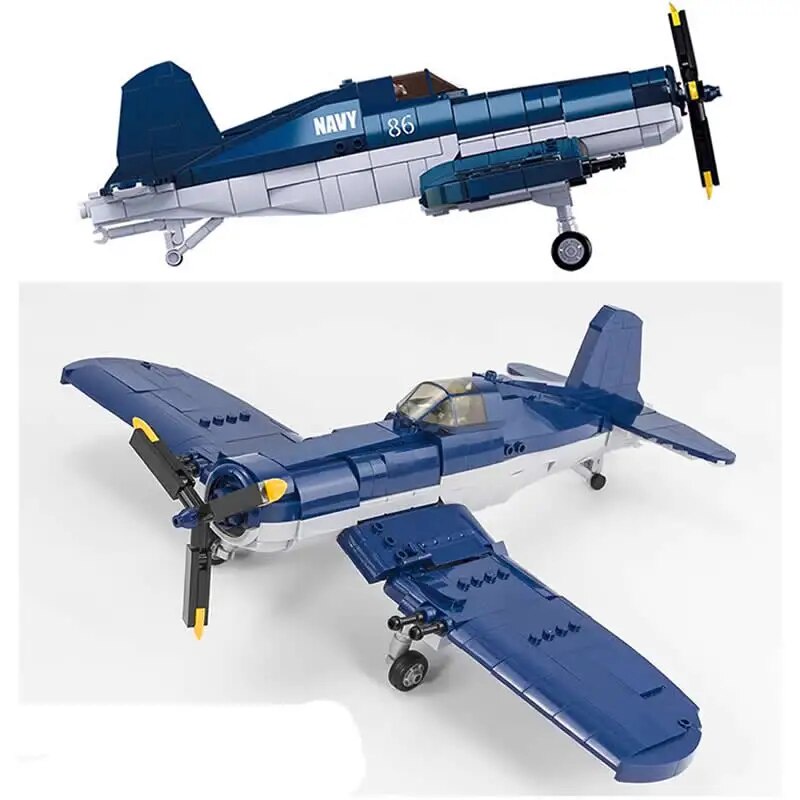 US Vought  Corsair F4U Fighter Propeller Airplane Building Blocks World War II  WW2 Military Bricks 