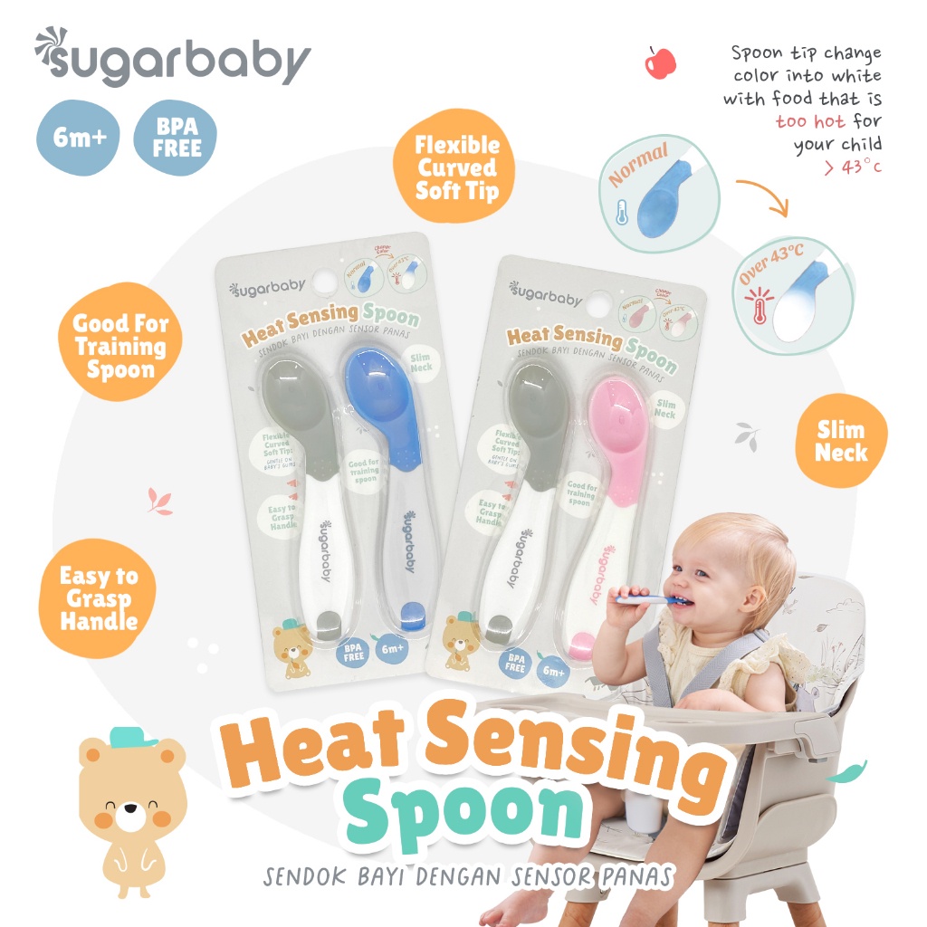 SUGAR BABY HEAT SENSING SPOON / BABY EATING UTENSILS / BABY EATING UTENSILS