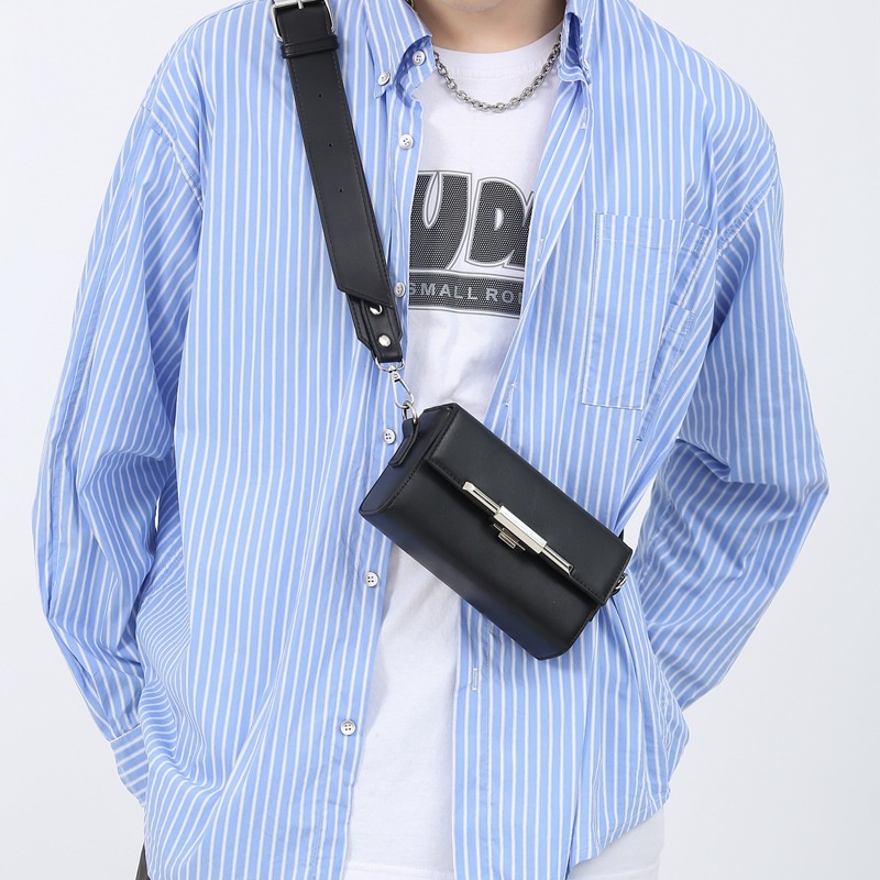 Sunwish -Tk HOT- Ja33 2023 Avant-garde กระเป๋าสะพายไหล่ สายโซ่คู่ ทรงสี่เหลี่ยม ขนาดเล็ก สไตล์เกาหลี สําหรับผู้ชาย