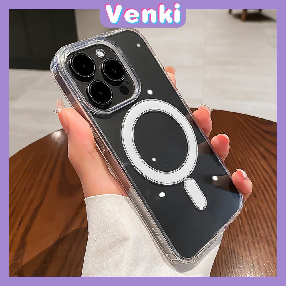 VENKI - เคส iPhone 11 ที่เข้ากันได้ Super Magnetic อะคริลิคแผงด้านหลัง Hard TPU กรอบนุ่มโปร่งใสกันกระแทกการป้องกันกล้อง รองรับ iPhone 14 13 12 11 XR XS MAX