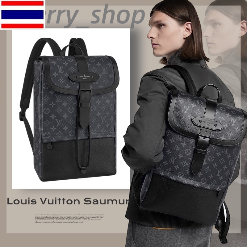 New 🍒หลุยส์วิตตอง Louis Vuitton กระเป๋าเป้ SAUMUR กระเป๋าเป้ผู้ชาย LV men's Backpack🍒 QSA8