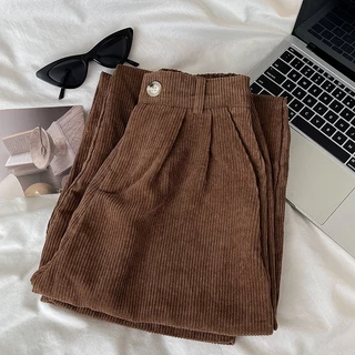 TAYCEN S-4XL กางเกงขายาว ขาตรง เอวสูง ทรงหลวม สไตล์เกาหลี สําหรับผู้หญิง