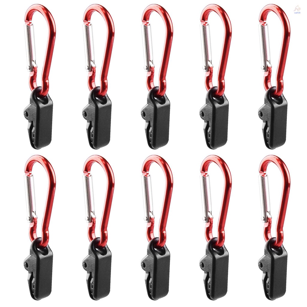 10 ชิ้น ผ้าใบกันสาด คลิปหนีบเต็นท์ ที่แขวน แคลมป์ล็อคเต็นท์ แคลมป์ล็อคแน่น พร้อมคาราบิเนอร์ สําหรับตั้งแคมป์กลางแจ้ง ฟาร์มมิ่ง สวน
