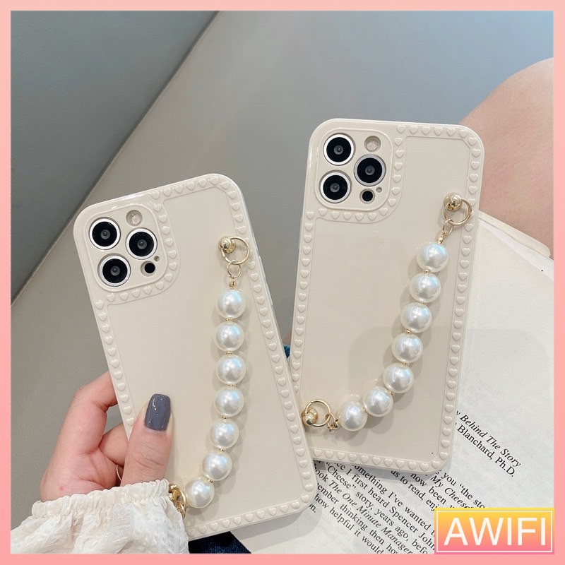 AWIFI เคสไข่มุกสร้อยข้อมือสำหรับ 11 11Pro พลัส 12Pro X XS 11 XS 12 7 8 plus 13 13pro 13promax #644