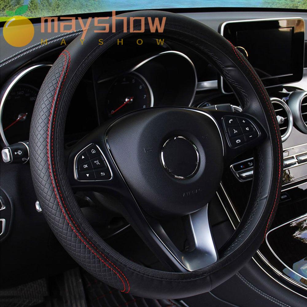 Mayshow ปลอกหนังหุ้มพวงมาลัยรถยนต์ ลายนูน กันลื่น ทนทาน