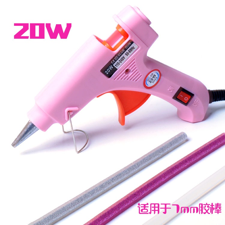 ปืนกาวร้อนไฟฟ้า 20W 20W อุณหภูมิสูง หลากสี พร้อมตัวยึด สําหรับละลายเครื่องประดับ DIY