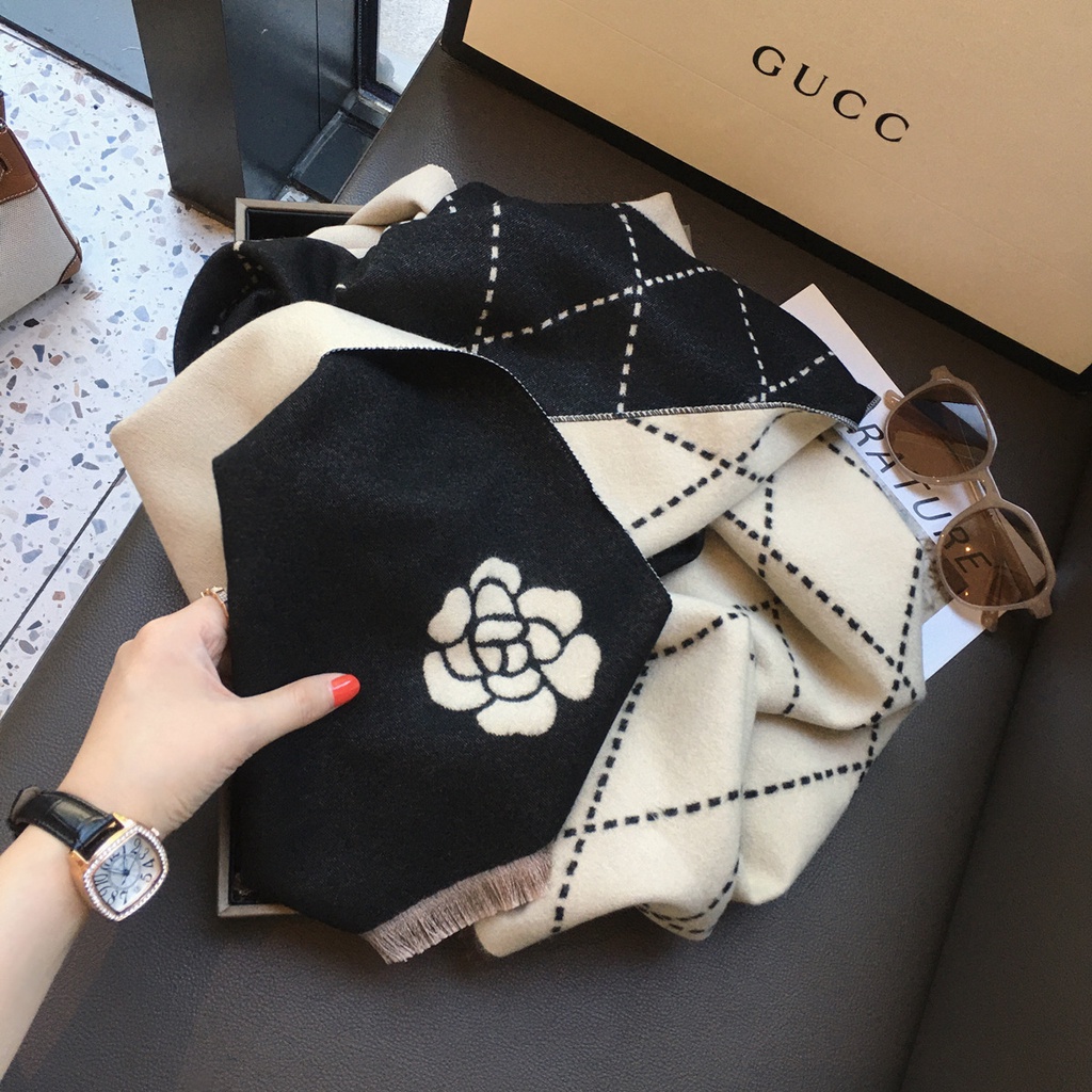 ผ้าคลุมไหล่ ผ้าพันคอ ผ้าแคชเมียร์ แบบถัก แบบหนา ให้ความอบอุ่น แฟชั่นสไตล์เกาหลี - รูปที่ 3