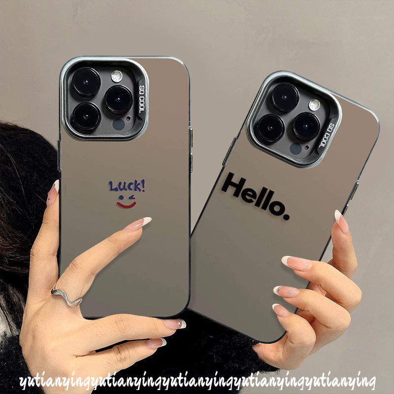เคสโทรศัพท์มือถือ ซิลิโคนนิ่ม กันกระแทก ลายตัวอักษรภาษาอังกฤษ หน้ายิ้ม เฮลโล ลัค เรียบง่าย สําหรับ IPhone 15 Pro Max 11 13 14 12 Pro Max XR XS X Max