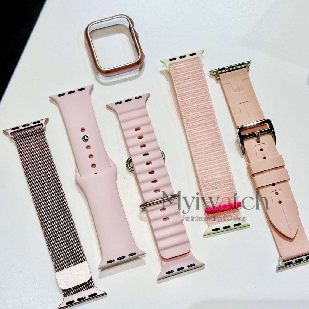 Pink seriesซิลิโคนสายรัดโลหะสําหรับIwatch serie 10 11 9 8 7 6 5 SE 4 3 2 1 สายไนลอนสําหรับIwatch 49 มม.44 มม.45 มม.42 มม.40 มม.38 มม.41 มม.