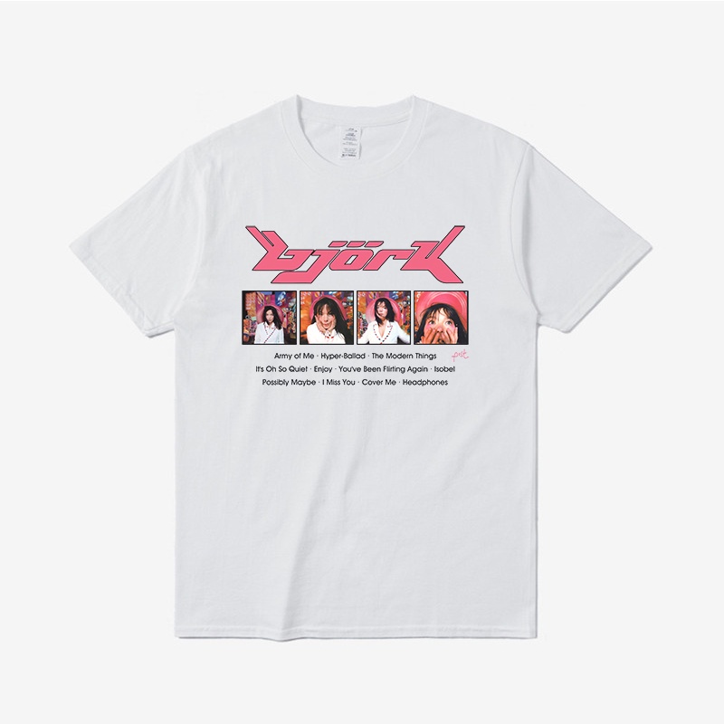 แฟชั่น เสื้อยืด ผ้าฝ้าย พิมพ์ลาย Bjork Bjork Y2kTops ขนาดใหญ่ สําหรับผู้ชาย และผู้หญิง