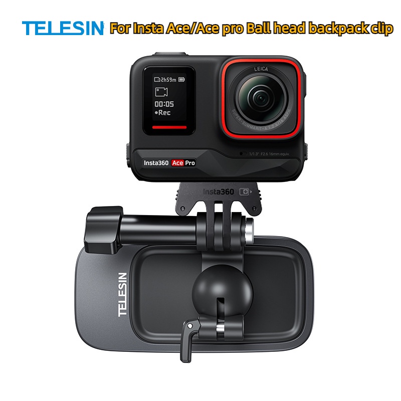 Telesin Ball Head Universal Backpack Clip for Insta360 Ace/Ace Pro/Ace Pro 2 First Person Adapted Shoulder Strap Clip
