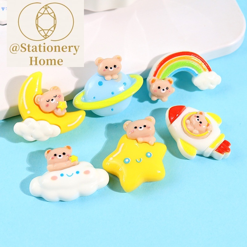 สติกเกอร์แม่เหล็ก รูปหมี ดวงจันทร์ ก้อนเมฆ 3D สีรุ้ง แบบสร้างสรรค์ สําหรับตกแต่งตู้เย็น