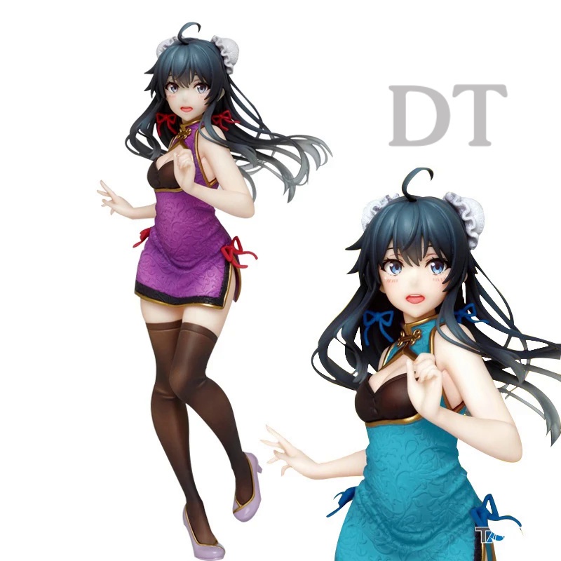 DT Anime My Youth Romantic Comedy Is Wrong Yukinoshita Yukino  Figure 22CM Sexy Cheongsam Black Silk Standing Model Doll
