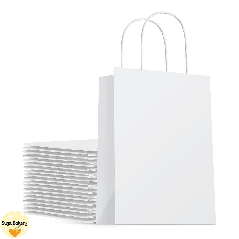 SUGA พร้อมส่ง ถุงกระดาษ ถุงหูหิ้วกระดาษคราฟท์ สำหรับบรรจุสินค้า เบเกอรี่ ของขวัญ แพ็ค 25 ใบ มี 4 ขนาด COD SUR268 - รูปที่ 5