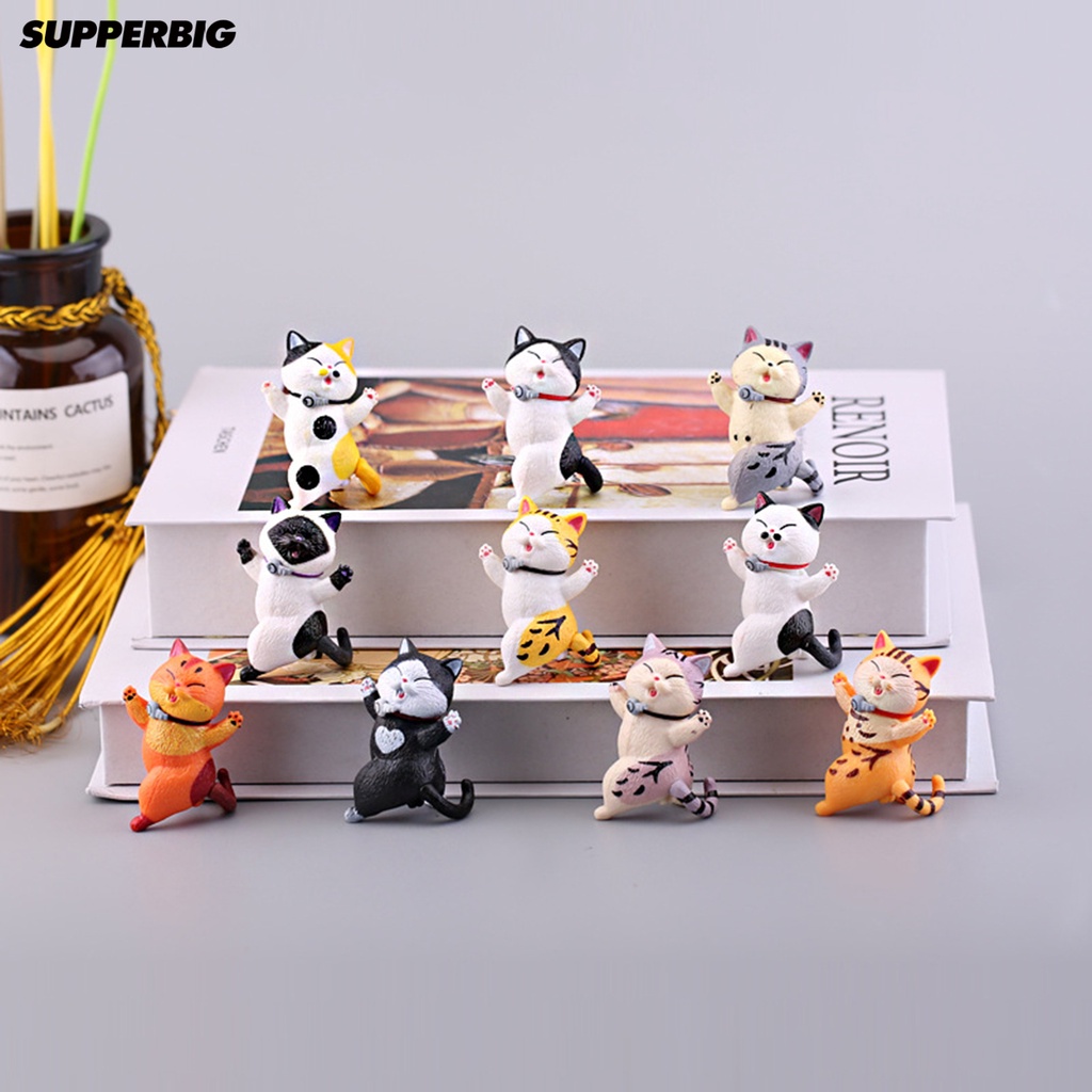 โมเดลตุ๊กตาแมว PVC ขนาดเล็ก สําหรับตกแต่งเค้ก 10 ชิ้น