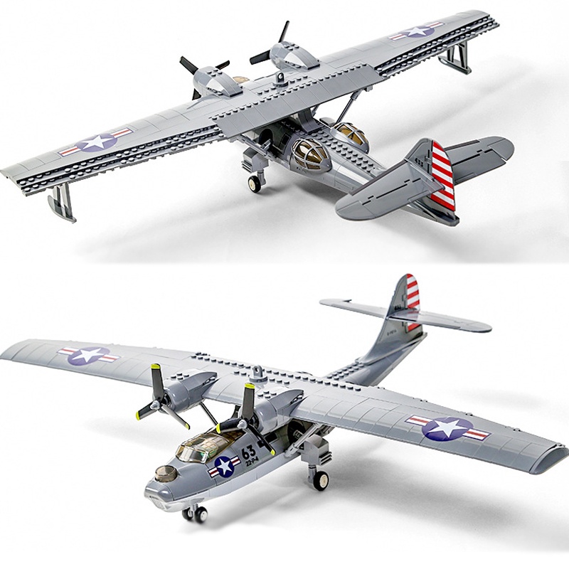 บล็อคตัวต่อ เครื่องบินรบ โมเดลเครื่องบินรบ คาตาลิน่า PBY-5A ของเล่นสําหรับเด็ก