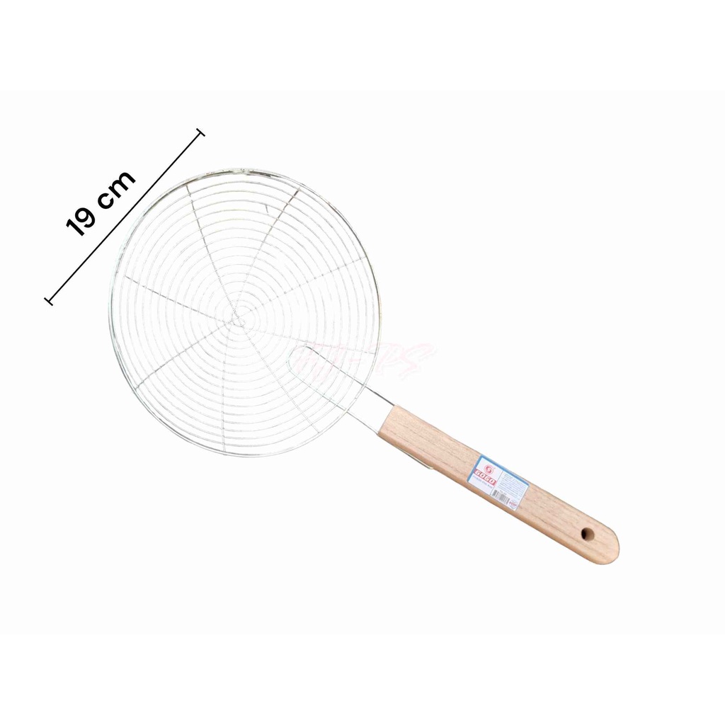 กระชอนตักของทอด กระชอนด้ามไม้ ขนาด 19ซม.