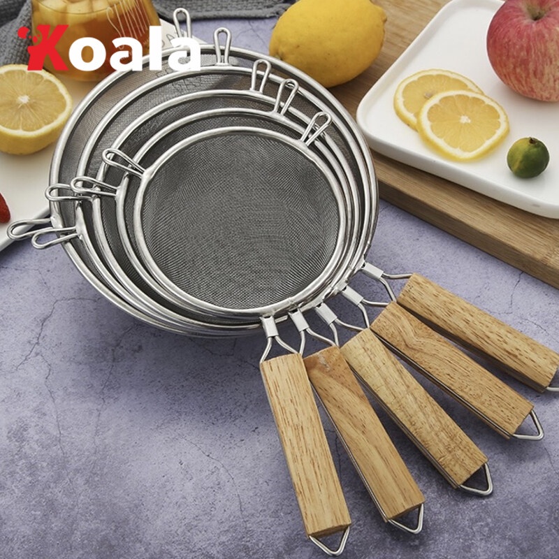 KOALA กระชอนสแตนเลสด้ามไม้ กระชอนไม้ 12cm/14cm/16cm/18cm/20cm
