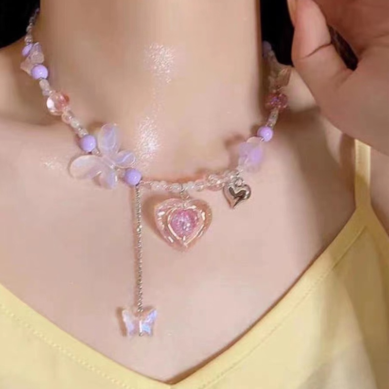 ในไทย สร้อยคอจี้ลูกปัดดอกไม้ลายหัวใจหวานแหววแฟชั่นสไตล์เกาหลีเสน่ห์สําหรับผู้หญิงใหม่โซ่ไหปลาร้า.COD