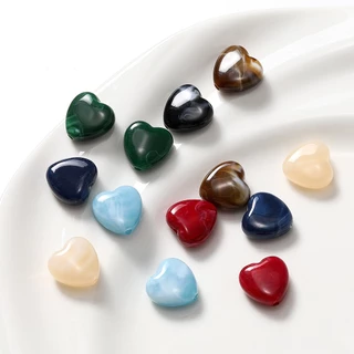 St.kunkka 20 ชิ้น 14 มม.วัสดุหินเลียนแบบ Love Heart ลูกปัดอะคริลิค Love Heart ลูกปัดสําหรับเครื่องประดับ DIY ทําสร้อยข้อมือสร้อยคอ