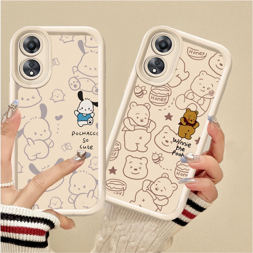 Hostr เคสโทรศัพท์มือถือ แบบนิ่ม ลายหมีพูห์ สําหรับ OPPO A18 A38 A78 A58 Reno 8T A57 2022 A17 A16 A16K A16E A15 A15S A54S A3S A5S A12E A12 F9 A31 A92 A52 A53 A33 A32 A54